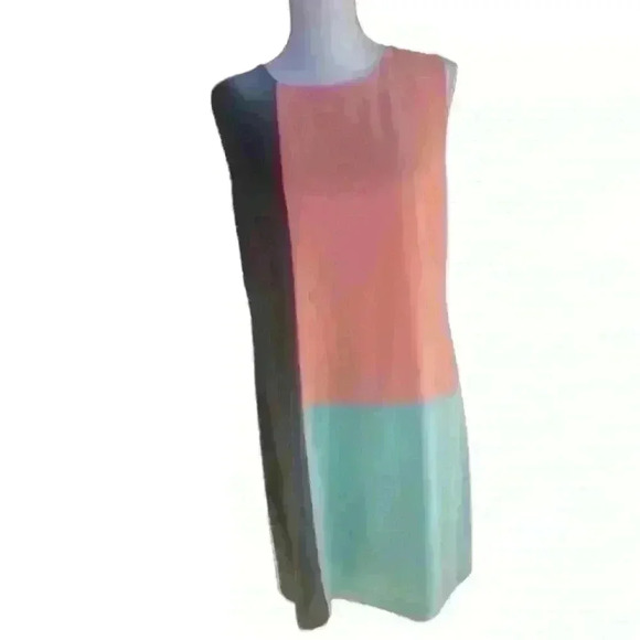 Nine West colorblock dress size 10 sleeveless exc condition pullover zip back - Picture 2 of 16